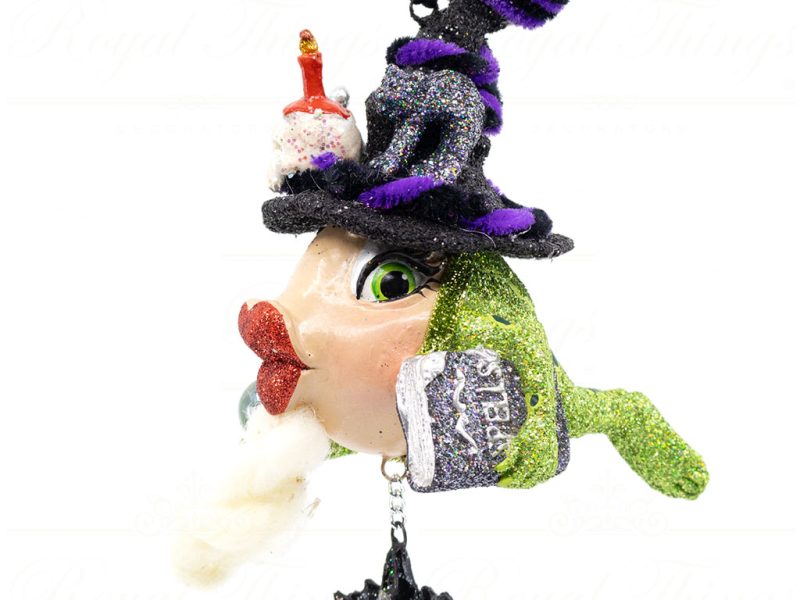 Katherine S Collection Christmas Heritage Ornament The Wizard Kissing Frog Purple Red Green Kc 66 18858 Purplehat Side