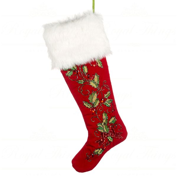 Katherine S Collection Christmas Stockings Holly Scroll Stocking Red Green Gold White Kc 14 814259