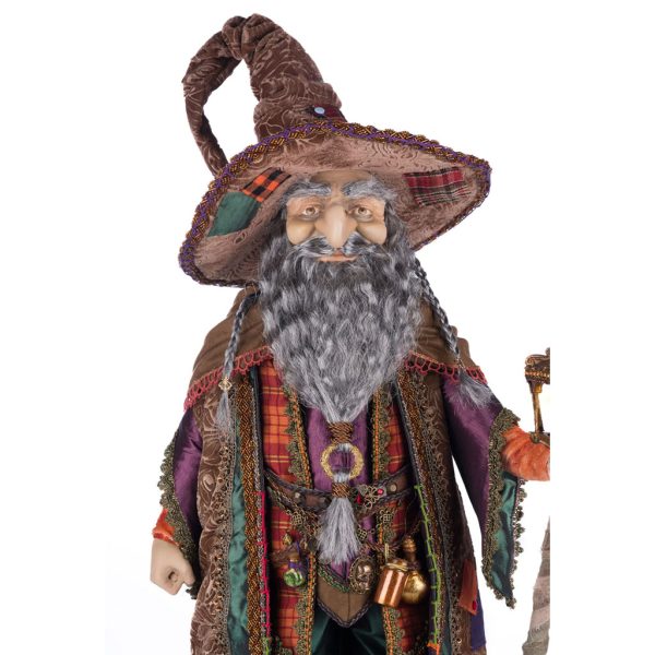 Katherine S Collection Halloween Collectible Broomstick Acres Finnegan O Frightful Warlock Wizard Orange Brown Green Kc 28 428161 2
