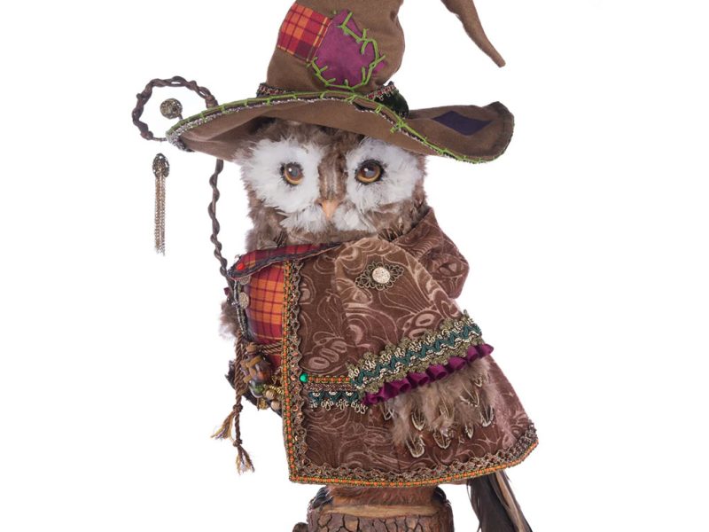 Katherine S Collection Halloween Collectible Broomstick Acres The Owl Warlock Tabletop Orange Brown Kc 28 428175 1