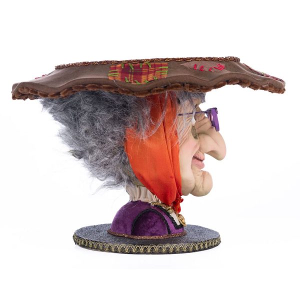 Katherine S Collection Halloween Collectible Broomstick Acres Witch Head Cake Stand Tabletop Orange Brown Kc 28 428156 5