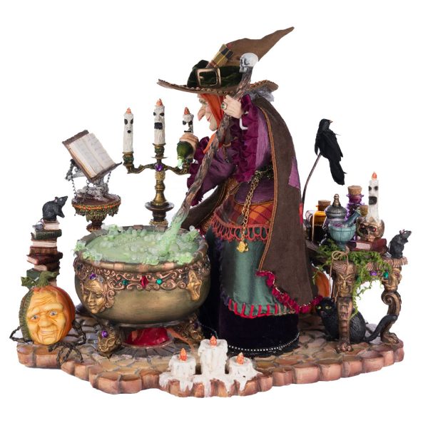Katherine S Collection Halloween Collectible Broomstick Acres Witch In Potion Room Scene Tabletop Orange Brown Green Kc 28 428162 1
