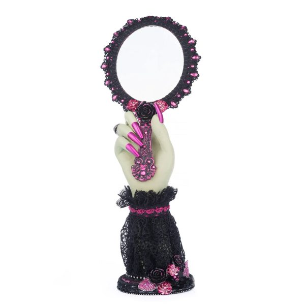 Katherine S Collection Halloween Collectible Pink Panic Possession Hand Held Mirror Tabletop Pink Black White Kc 28 428401 1