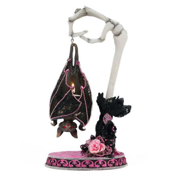 Katherine S Collection Halloween Collectible Pink Panic Possession Lacey Bat Luminary Vot Holder Tabletop Pink Black Kc 28 428143 1