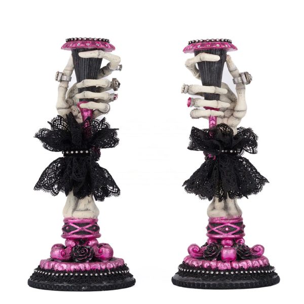 Katherine S Collection Halloween Collectible Pink Panic Possession Led Skeleton Hand Candle Holder Pink Black White Kc 28 428145 4