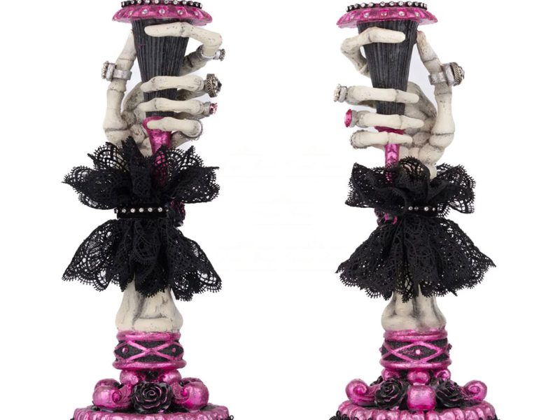 Katherine S Collection Halloween Collectible Pink Panic Possession Led Skeleton Hand Candle Holder Pink Black White Kc 28 428145 4