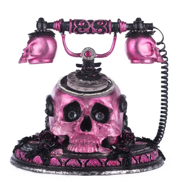 Katherine S Collection Halloween Collectible Pink Panic Possession Skull Roses Phone Tabletop Pink Black White Kc 28 428149 1