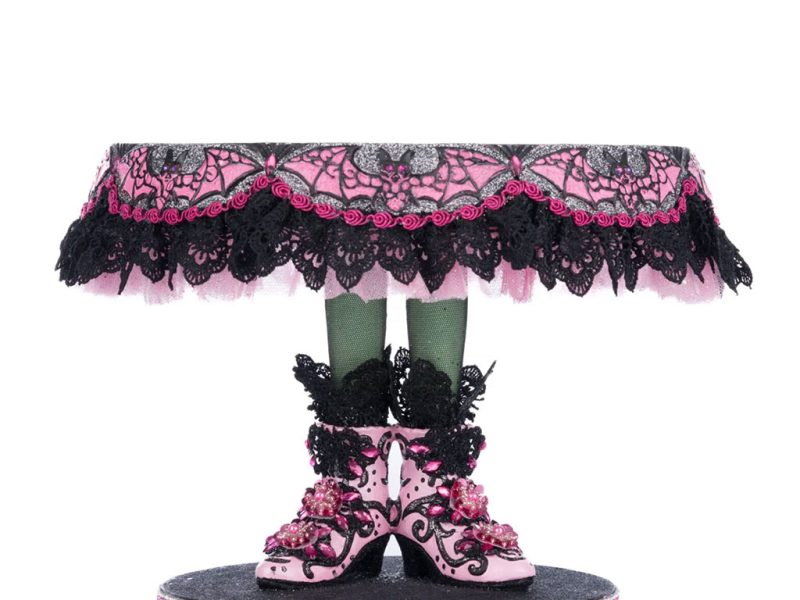Katherine S Collection Halloween Collectible Pink Panic Possession Witch Boots Cake Plate Stand Tabletop Pink Black Kc 28 428142 1
