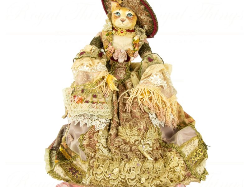 Katherine S Collection Heritage Collectible Doll Sylvia Stitcher Cat Doll Pink Cream Gold Kc 11 31782 A