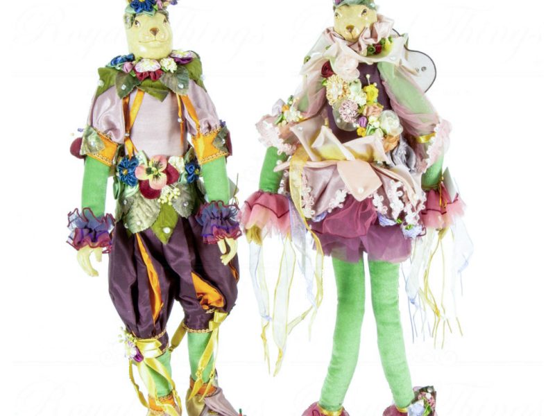 Katherine S Collection Heritage Collectible Doll Mr And Mrs Flowergarden Fairy Bunny Doll Green Purple Pink Kc 99 28011 1