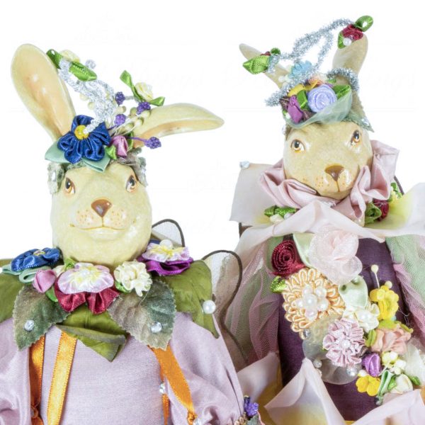 Katherine S Collection Heritage Collectible Doll Mr And Mrs Flowergarden Fairy Bunny Doll Green Purple Pink Kc 99 28011 2