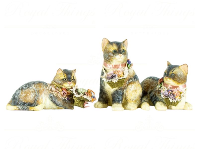 Katherine S Collection Heritage Collectible Tabletop Ash Finish Cat With Basket Brown Beige Kc 04 5360a