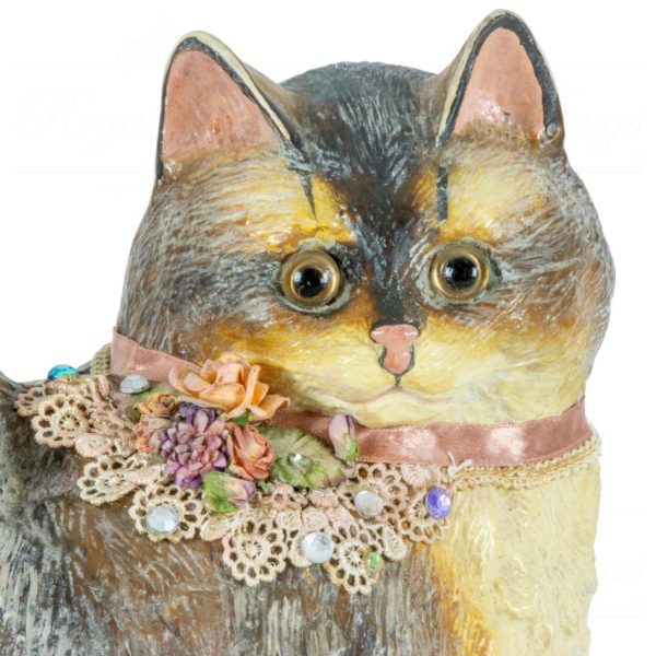 Katherine S Collection Heritage Collectible Tabletop Ash Finish Vintage Persian Cat Brown Beige Kc 04 5360c 2