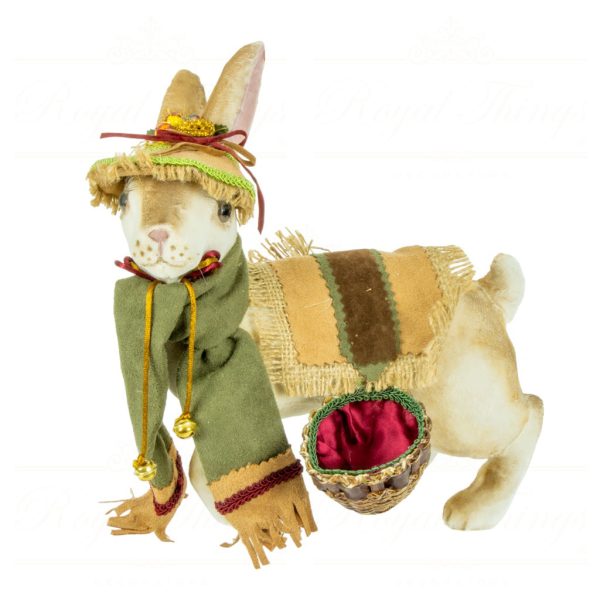 Katherine S Collection Heritage Collectible Tabletop Woodland Flower Hare With Basket White Cream Brown Green Kc 28 28031 A