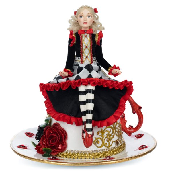 Katherine S Collection Spring Decorative Items Heart And Wonderland Alice On Teacup Red White Black Gold Red Kc 28 428124