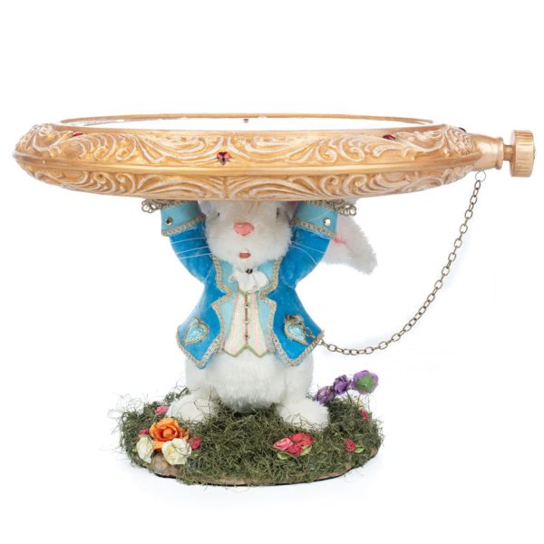 Katherine S Collection Spring Decorative Items Heart And Wonderland White Rabbit Cake Plate Blue White Gold Pink Kc 28 428118