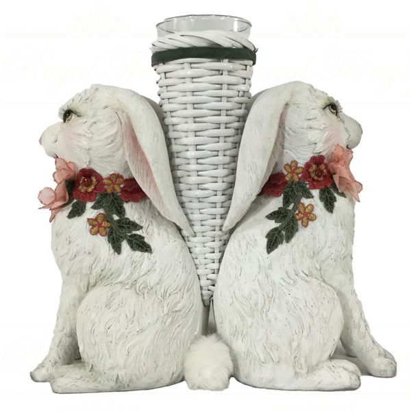 Katherine S Collection Spring Decorative Items Medium Enchanted Bunny Vase White Pink Kc 28 228423