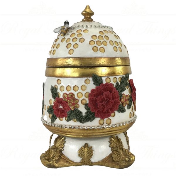 Katherine S Collection Spring Decorative Items Small Beehive Trinket Box Cream Gold Red Kc 28 228419