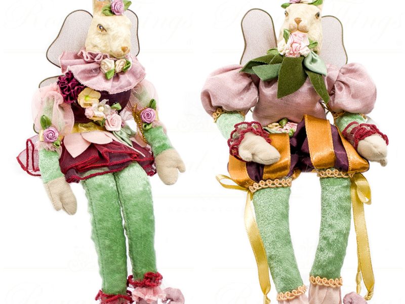 Katherine S Collection Wayne Kleski Heritage Collectible Doll Mr And Mrs Flowergarden Fairy Bunny Small Doll Burgundy Green Pink Kc 99 28013 1