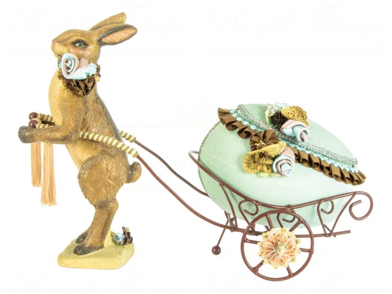 Katherine S Collection Wayne Kleski Heritage Collectible Tabletop Decorative Items Harrison Hare With Egg Cart Green Blue Cream Brown Kc 28 28501