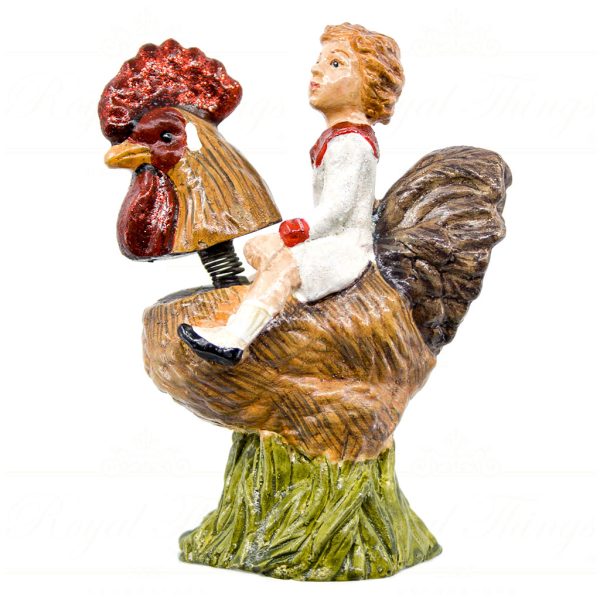 Katherine S Collection Wayne Kleski Heritage Collectible Tabletop Vintage Box With Riding Rooster Ornament Brown Purple Blue Kc 05 12740 2