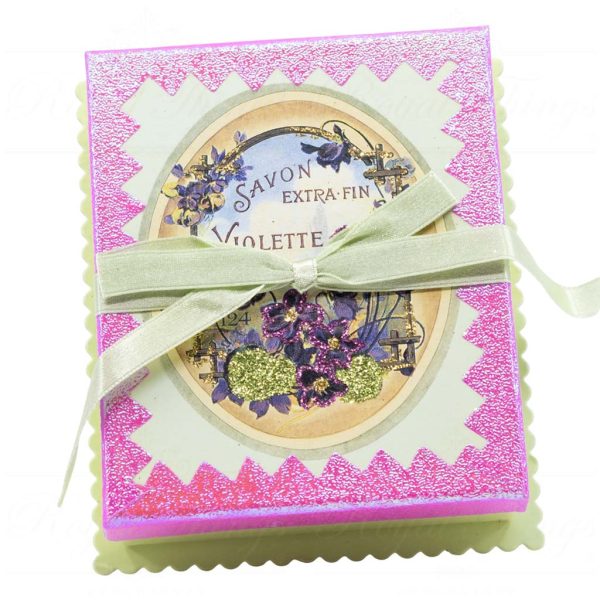 Kc 18 80977 Katherine S Collection Christmas Decorative Items Vintage Savon Violette Foil Candybox Green Pink Silver Vari Pink
