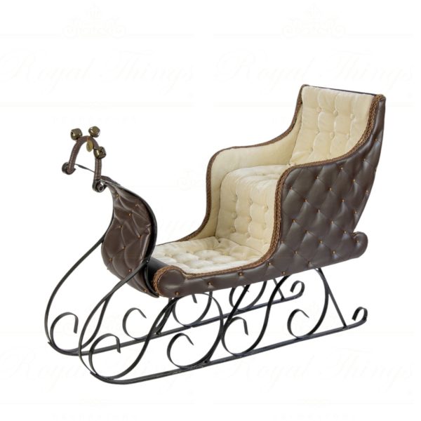 Kc 18 81270 Katherine S Collection Christmas Decorative Items Tufted Woodland Sleigh Brown Cream