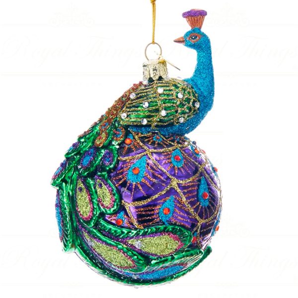 Kurt S Adler Christmas Glass Ornament Noble Gems Peacock Ball Green Blue Gold Ksa Nb1345