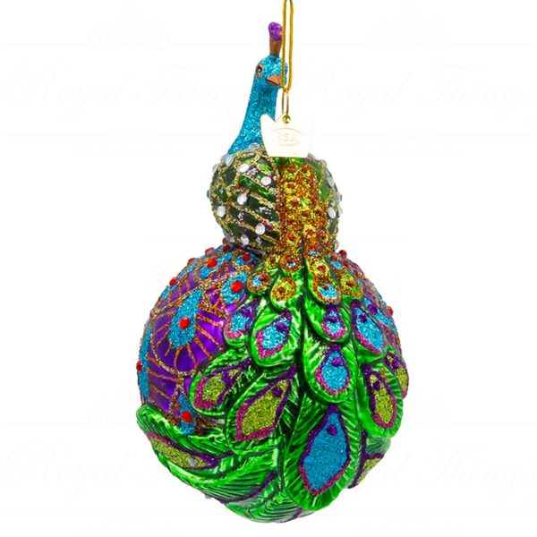 Kurt S Adler Christmas Glass Ornament Noble Gems Peacock Ball Green Blue Gold Ksa Nb1345 Detail