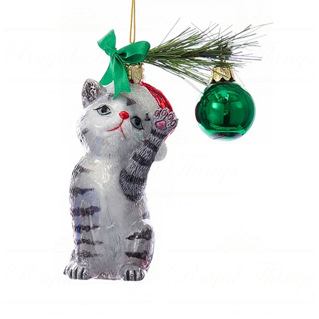 kurt s adler noble gems christmas ornaments glass christmas cat green white red black grey brown nb1141 grey Kurt S Adler Noble Gems Christmas Ornaments Glass Christmas Cat Green White Red Black Grey Brown Nb1141 Grey