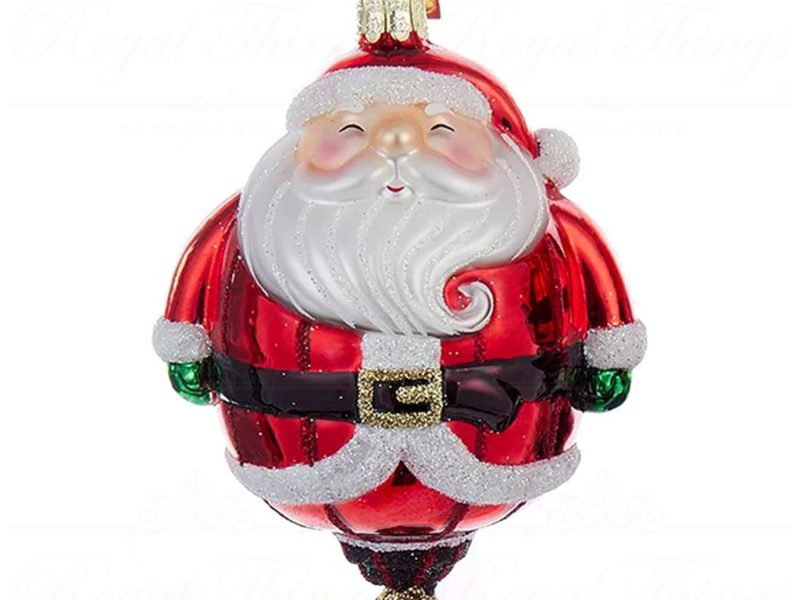 Kurt S Adler Noble Gems Christmas Ornaments Glass Hot Air Balloon White Red Blue Gold Black Nb1079 Santa