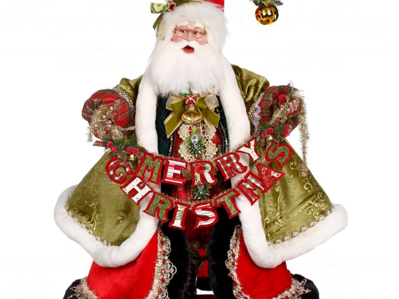 Mark Roberts Christmas Collectable Doll Merry Christmas Santa Red Green White Gold Mr 51 37692