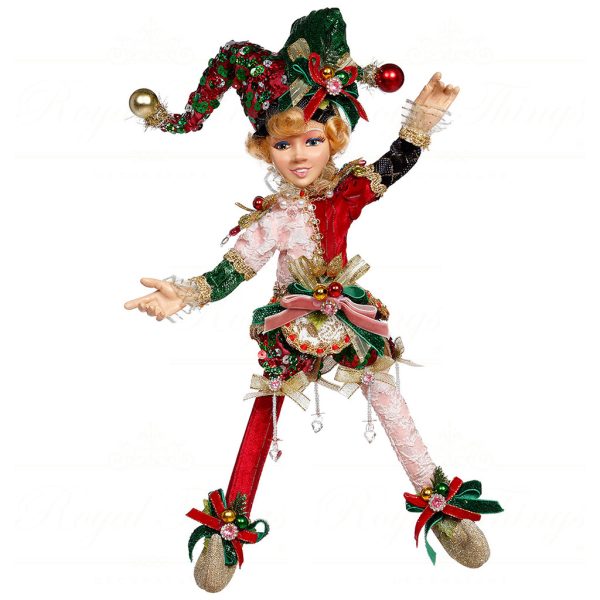 Mark Roberts Christmas Collectable Doll Small North Pole Jester Elf Girl Red Green Pink Gold Mr 51 23780