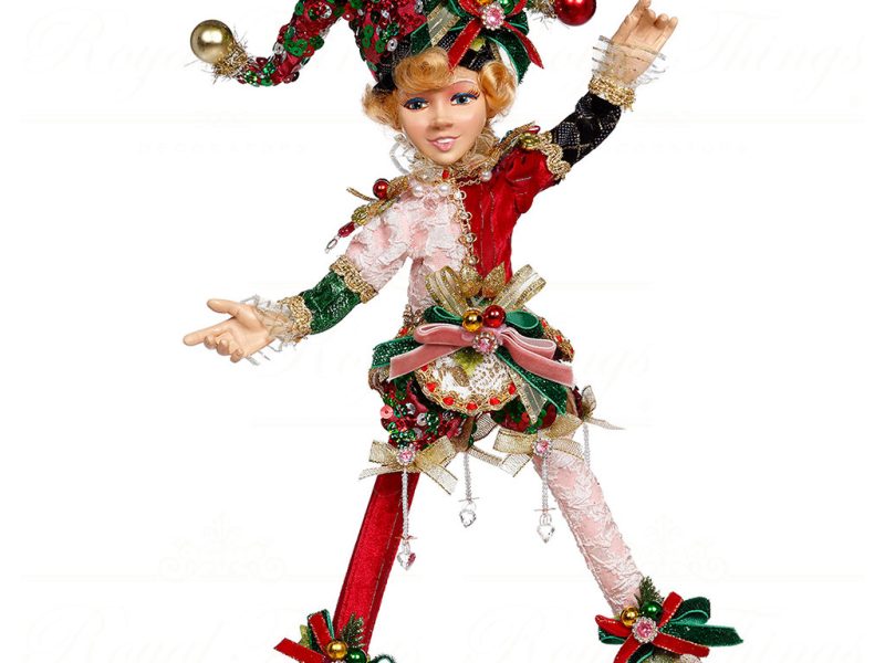 Mark Roberts Christmas Collectable Doll Small North Pole Jester Elf Girl Red Green Pink Gold Mr 51 23780