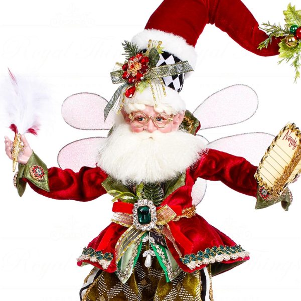 Mark Roberts Christmas Collectible Doll Checking His List Santa Fairy Stocking Holder Red Green Black White Gold Mr 51 44788 Closeup 1