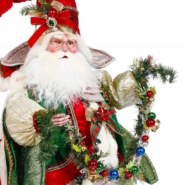 Mark Roberts Christmas Collectible Doll Jewels And Gem Santa Red Green Cream Gold Mr 51 44948 Closeup 1