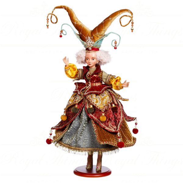 Mark Roberts Christmas Collectible Doll Mary Queen Of Hats Burgundy Orange Beige Gold Mr 51 45354