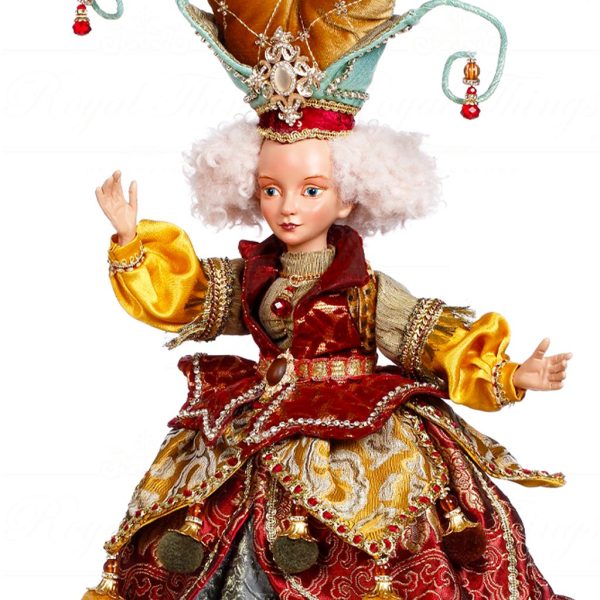 Mark Roberts Christmas Collectible Doll Mary Queen Of Hats Burgundy Orange Beige Gold Mr 51 45354 Closeup