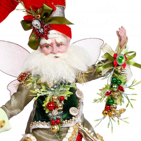 Mark Roberts Christmas Collectible Doll Medium Jingle Bells Santa Fairy Green Red White Gold Mr 51 45134 Closeup