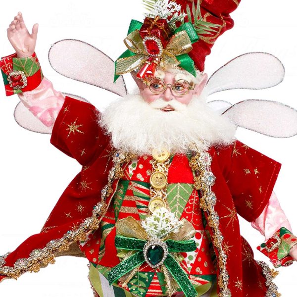 Mark Roberts Christmas Collectible Doll Medium Tis The Season Santa Fairy Red Green Pink White Gold Mr 51 45200 Closeup