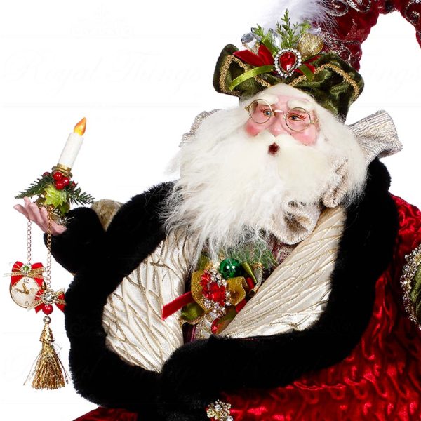 Mark Roberts Christmas Collectible Doll Night By Xmas Santa Burgundy Purple Black Cream Green Gold Mr 51 44952 Closeup