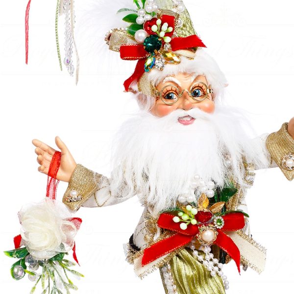 Mark Roberts Christmas Collectible Doll Small North Pole Mistletoe Santa Elf White Green Red Gold Mr 51 44900 Closeup