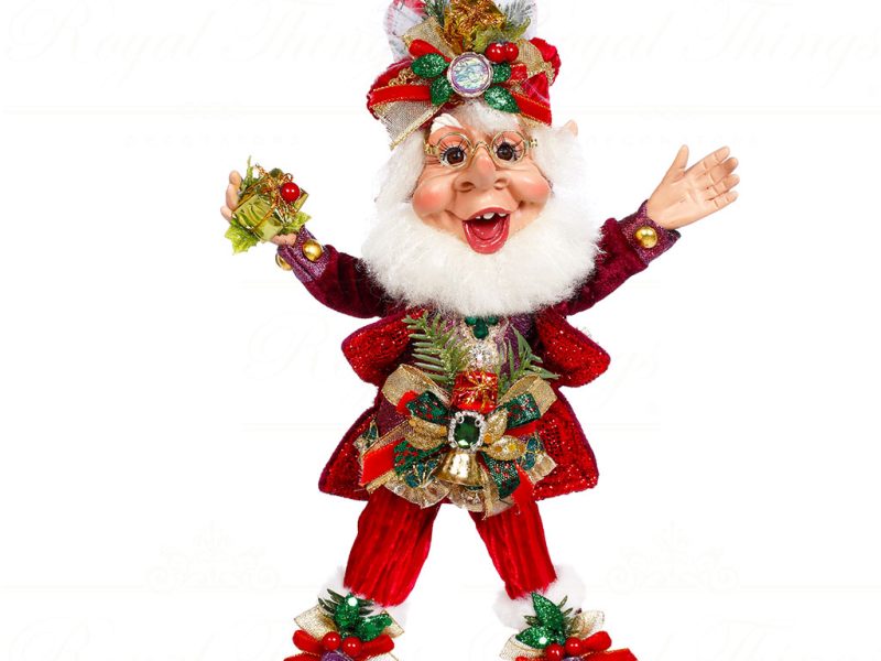 Mark Roberts Christmas Collectible Doll Small Present Elf Burgundy Red Purple Gold Mr 51 44854
