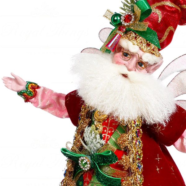 Mark Roberts Christmas Collectible Doll Small Tis The Season Santa Fairy Red Green Gold Pink White Mr 51 45198 Closeup