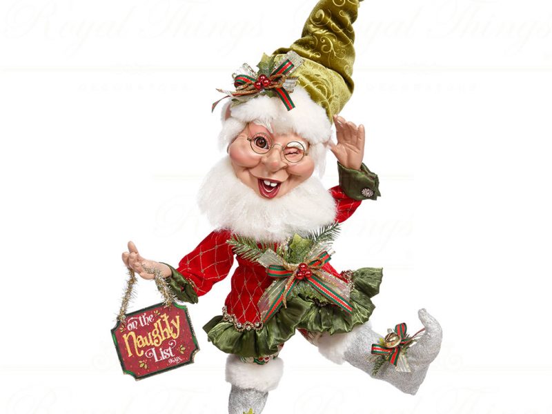 Mark Roberts Christmas Green Red White The Naughty Elf Medium Mr 51 16204 Pose2