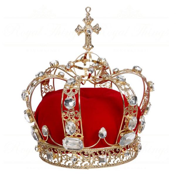 Mark Roberts Deco Red Gold Metal Fabric Jewel Crown Mr 39 13532