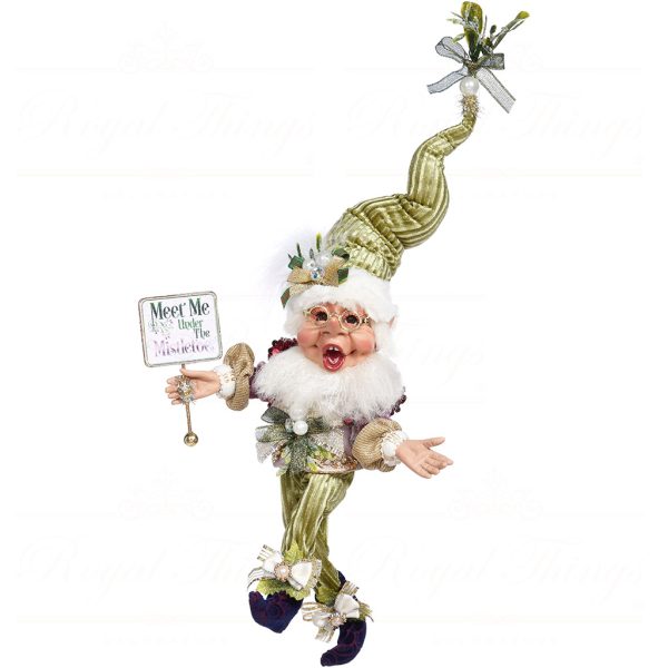 Mark Roberts Green White Mistletoe Elf Doll Small 51 16194 Pose1