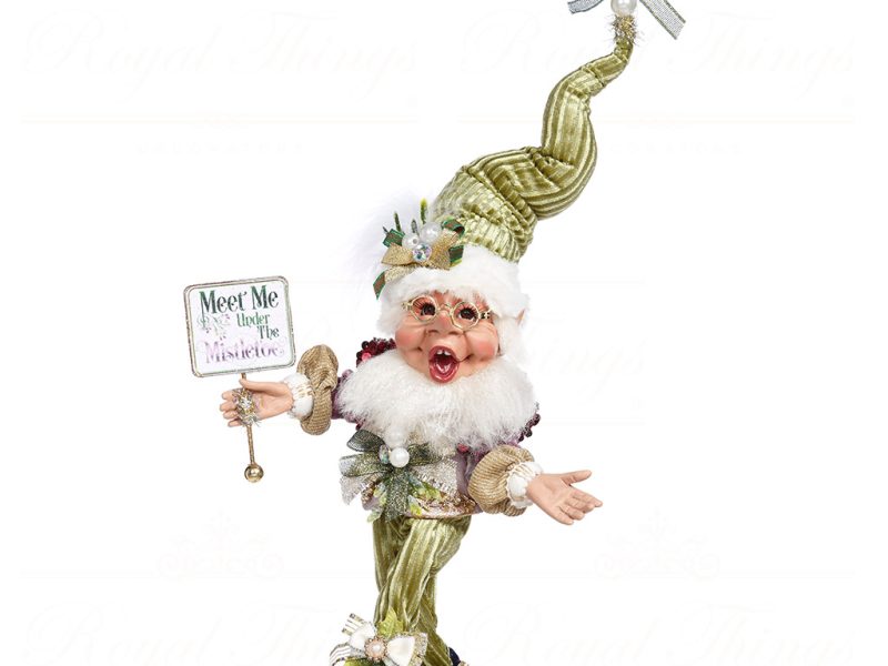 Mark Roberts Green White Mistletoe Elf Doll Small 51 16194 Pose1