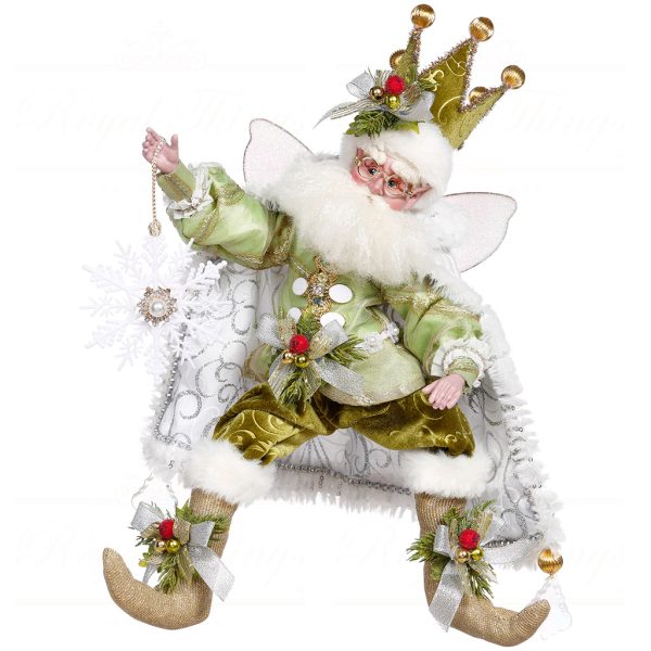 Mark Roberts Green White Winter Wonderland Santa Fairy Doll Medium 51 16544