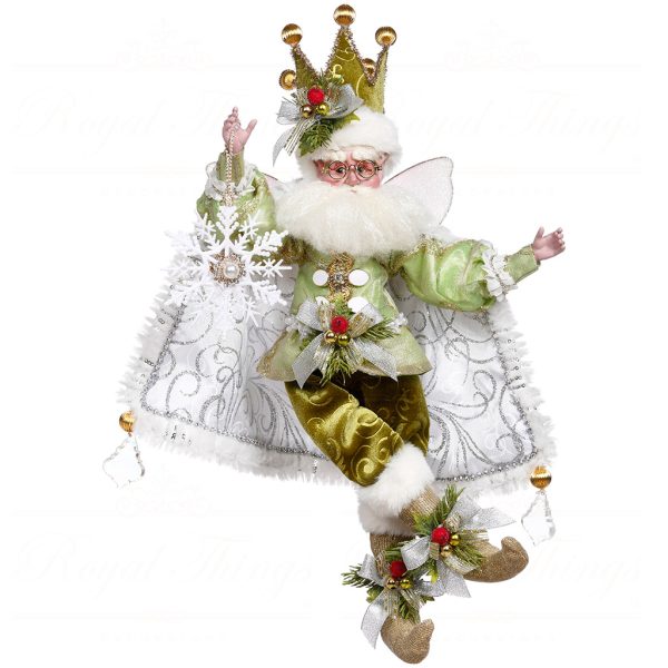 Mark Roberts Green White Winter Wonderland Santa Fairy Doll Medium 51 16544 Pose1